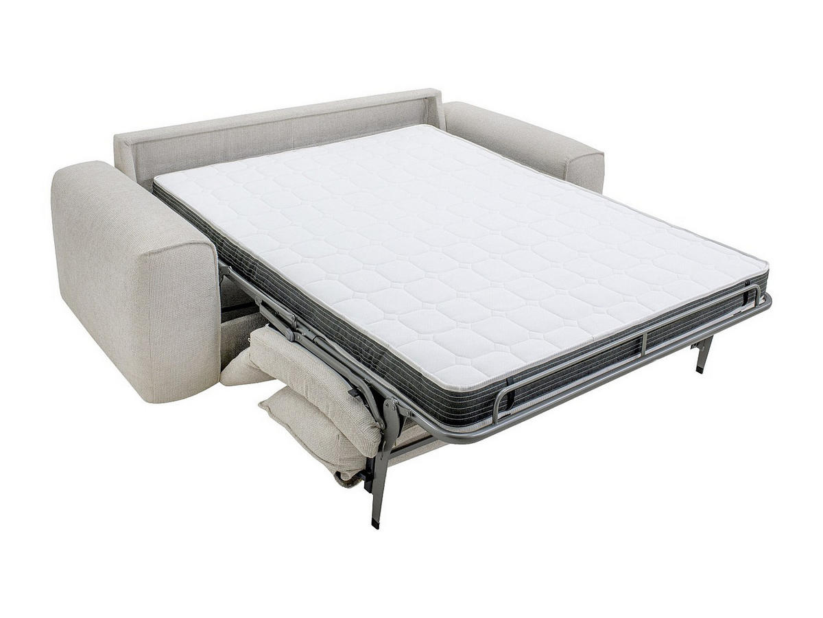 4-SITZER Schlafsofa mit Schnellverstellung aus strukturiertem Beige-Stoff - Liegefläche 160 cm Matratze 13 cm POGLO - Beige, Textil (236/78/100cm) - Vente-Unique