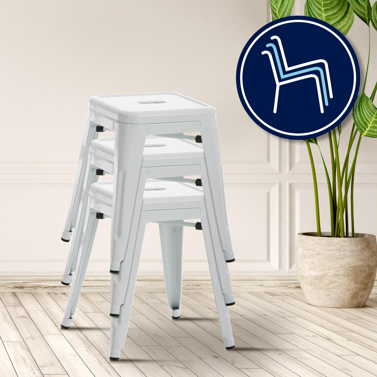 SITZHOCKER Arvida weiß - Weiß, Metall (40/46/40cm) - TPFLiving