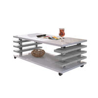 COUCHTISCH rechteckig Weiß Hochglanz - Beton Ablage Rollen - Weiß Hochglanz/Hellgrau, Holzwerkstoff (60/120/45cm) - designimpex