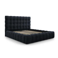 BETT mit Bettkasten und Kopfteil Mamaia aus Samt dunkelblau 180x200cm - Dunkelblau, Textil (180/200cm) - Micadoni