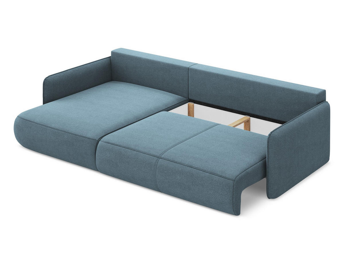 ECKSOFA mit Schlaffunktion Strukturstoff Stoff Blau - Blau/Schwarz, Kunststoff/Textil (148/240cm) - Makamii