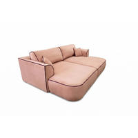 BIG SOFA COZI, Altrosa mit mit auberginem Keder, Matt Velvet - Altrosa, Kunststoff/Textil (240/87/180cm) - KS Home Concept