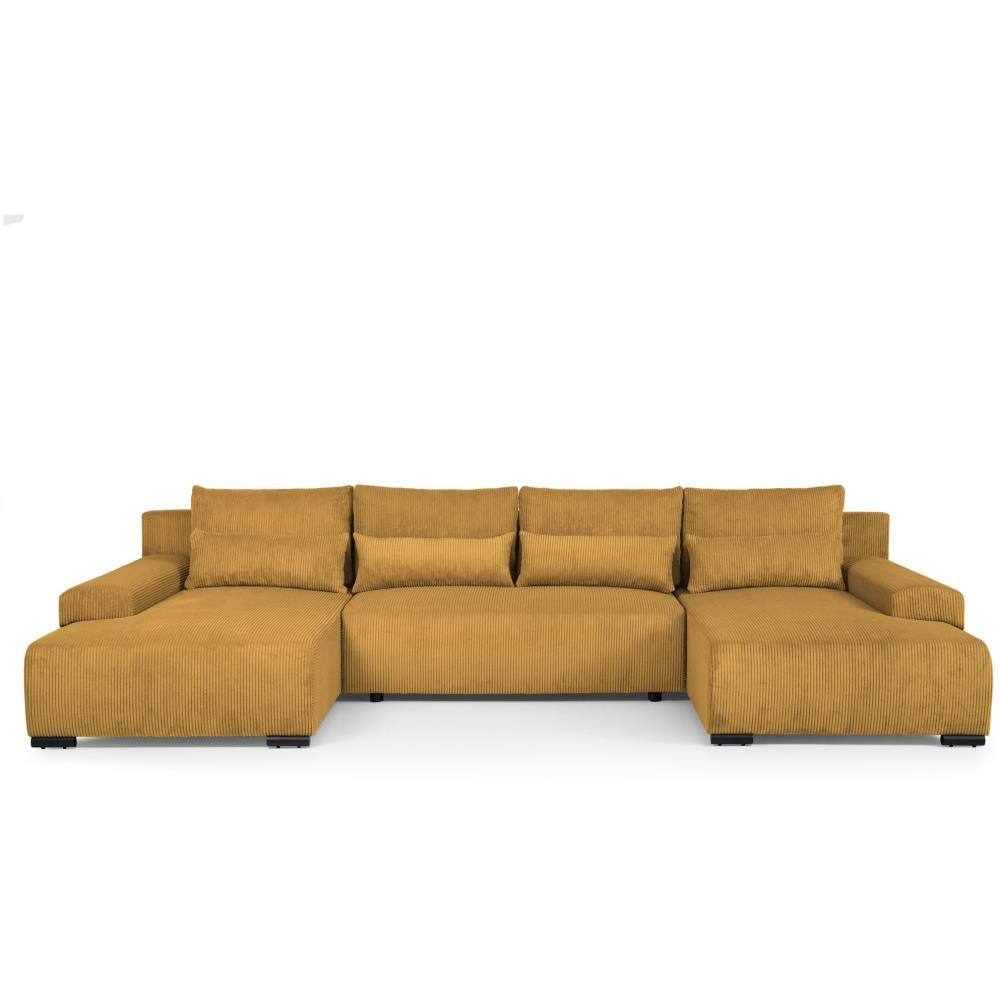WOHNLANDSCHAFT Benny U gelb - Gelb/Schwarz, Textil/Metall (350/85/186cm) - Beautysofa