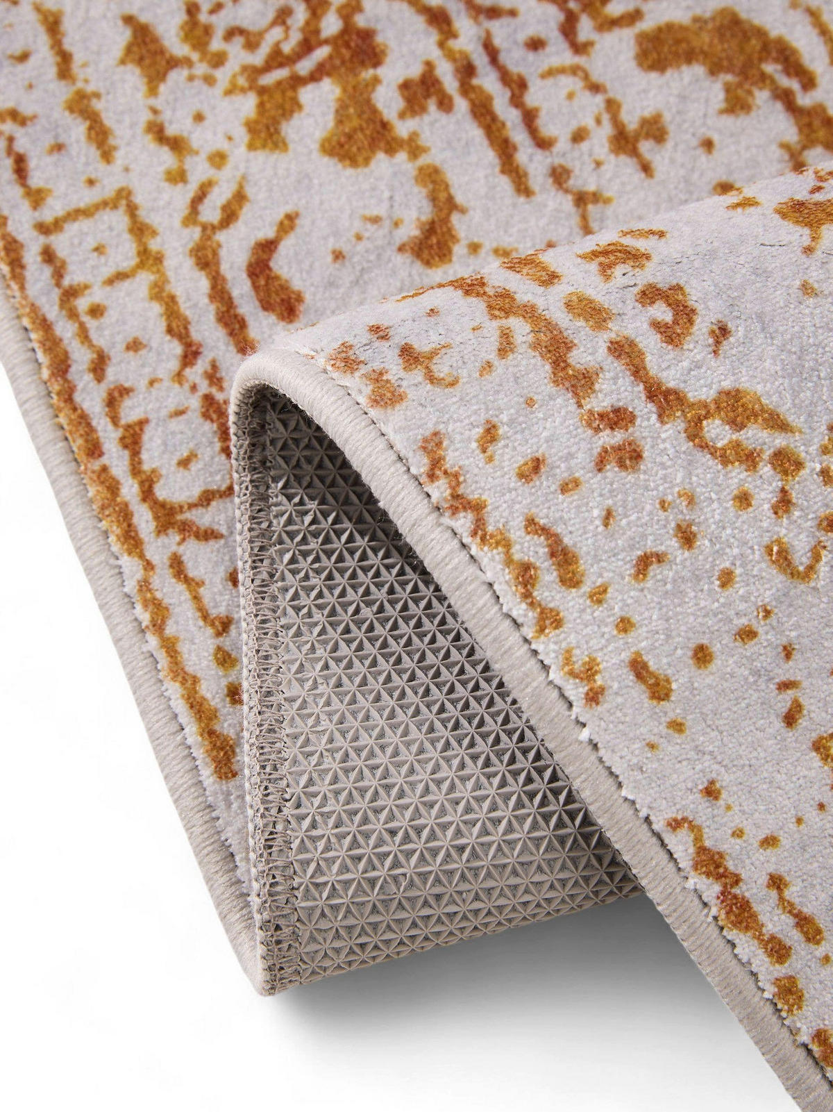 VINTAGE-LÄUFER Miray waschbar 80/240 cm - Orange/Grau, Kunststoff (80/240cm) - benuta Nest