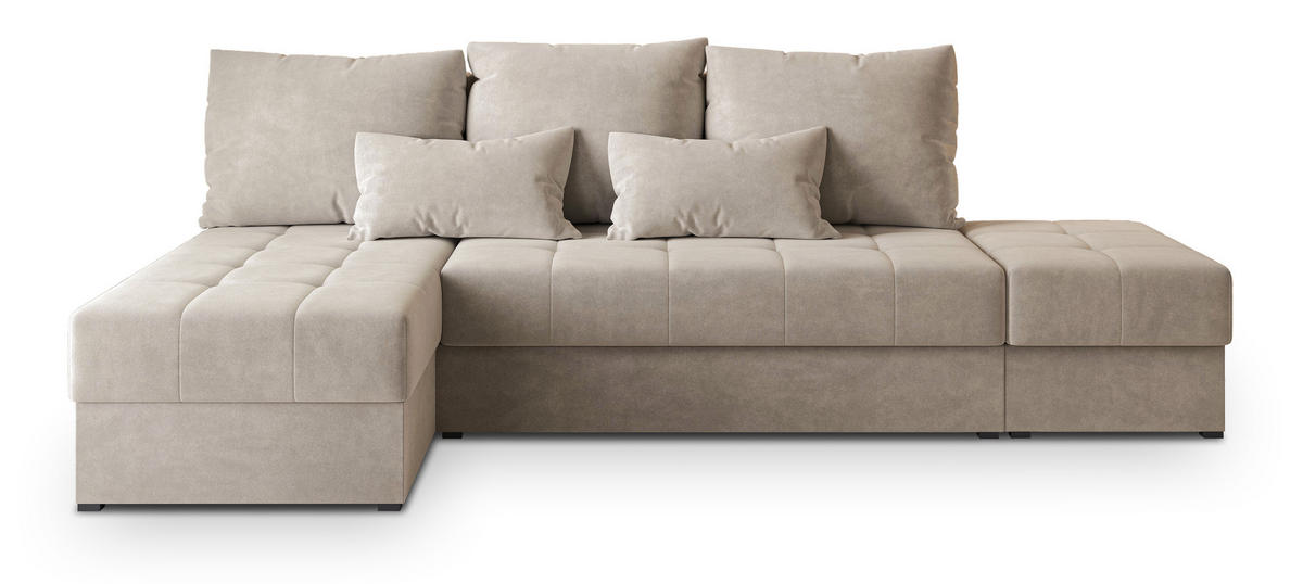 ROHOVÁ SEDAČKA NORVI béžová - šedá/béžová, dřevo/textil (251/143cm) - MASSENO