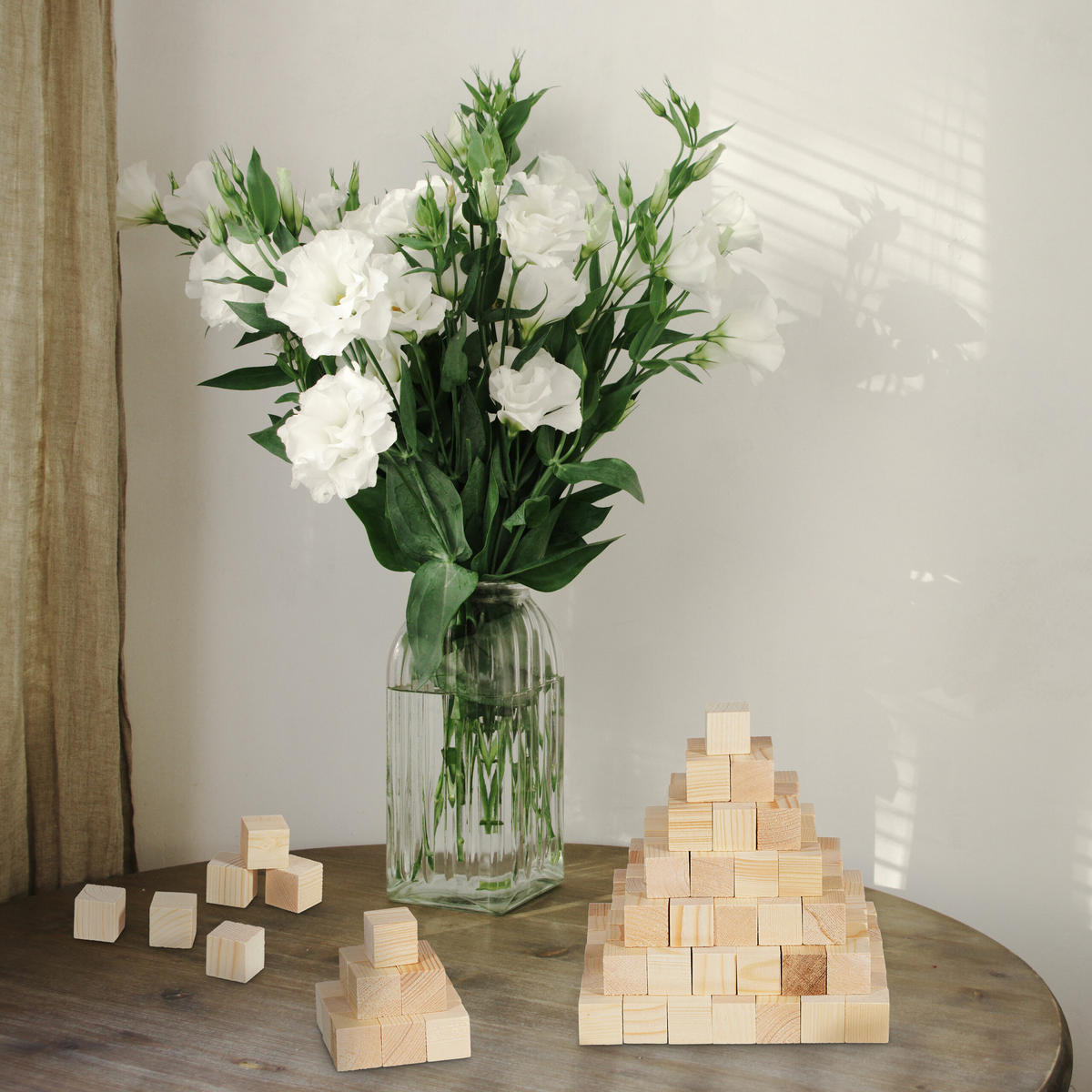 160XHOLZWÜRFEL - Hellbraun, Holz (2/2/2cm) - Relaxdays