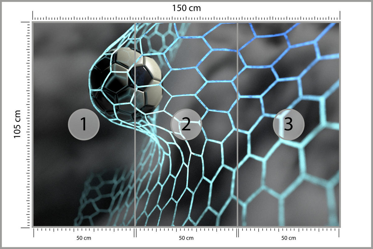 FOTOTAPETE für Jugendzimmer Fußball im Tor Ziel Sport Ball 150x105 - Schwarz/Weiß, Papier (150/105cm) - Muralo