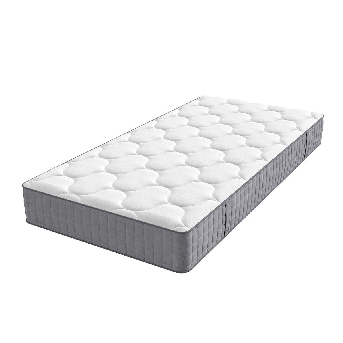 TASCHENFEDERKERNMATRATZE 7-Zonen Härtegrad H3, Ergonomisch, Weiß, 90/200/25 cm - Weiß, Metall (90/200cm) - Rolipo