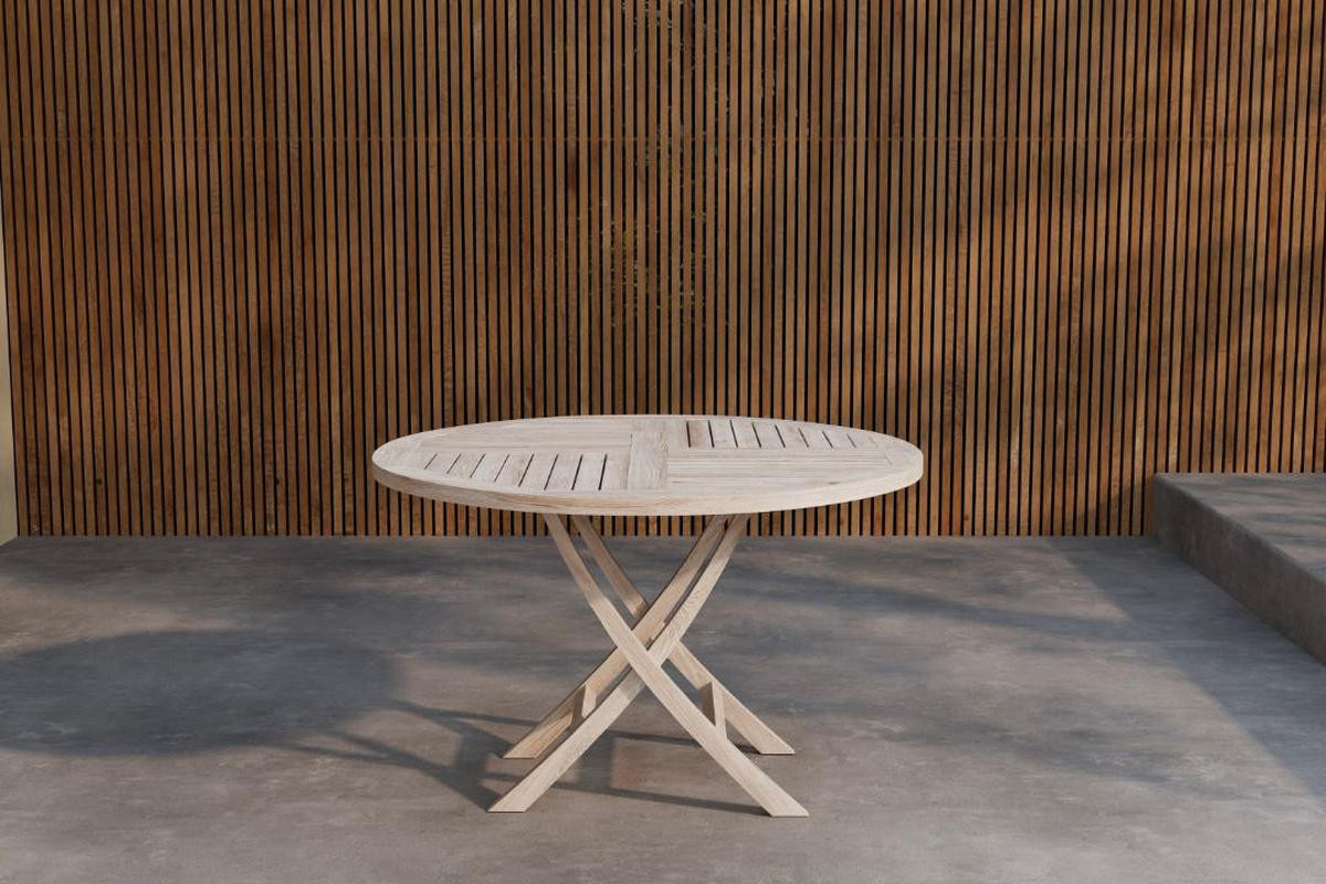 GARTENTISCH, Kenya, Whitewash, Teak., 120 x 120 x 75 cm - Weiß, Holz (120/120/75cm) - ebuy24
