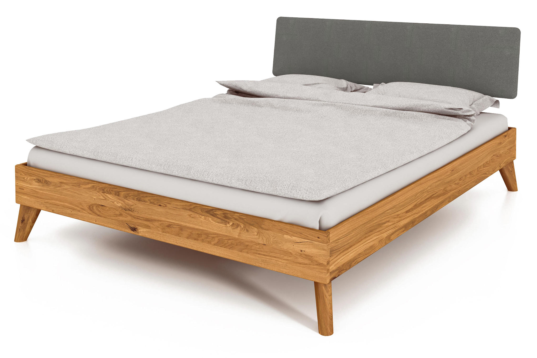 GREG BETT MIT GEPOLSTERTEM KOPFTEIL Wildeiche - Wildeiche, Holz (120/200cm) - byoak