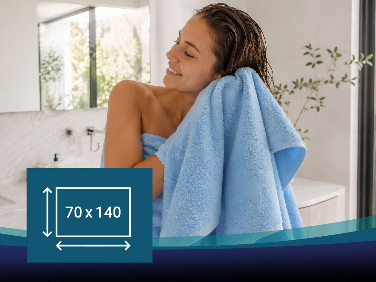 DUSCHTÜCHER, 5er-Set, 70x140 cm, 100% Baumwolle, Blau - Hellblau, Textil (70/140cm) - Zollner