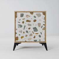 SIDEBOARD PIECES OF TOMORROW, Eichefarben, 57,5x42x70,5 cm, Schwarze Metall-Sternfüße - Eichefarben/Multicolor, Holzwerkstoff/Metall (57.5/70.5/42cm) - SpaceRebels