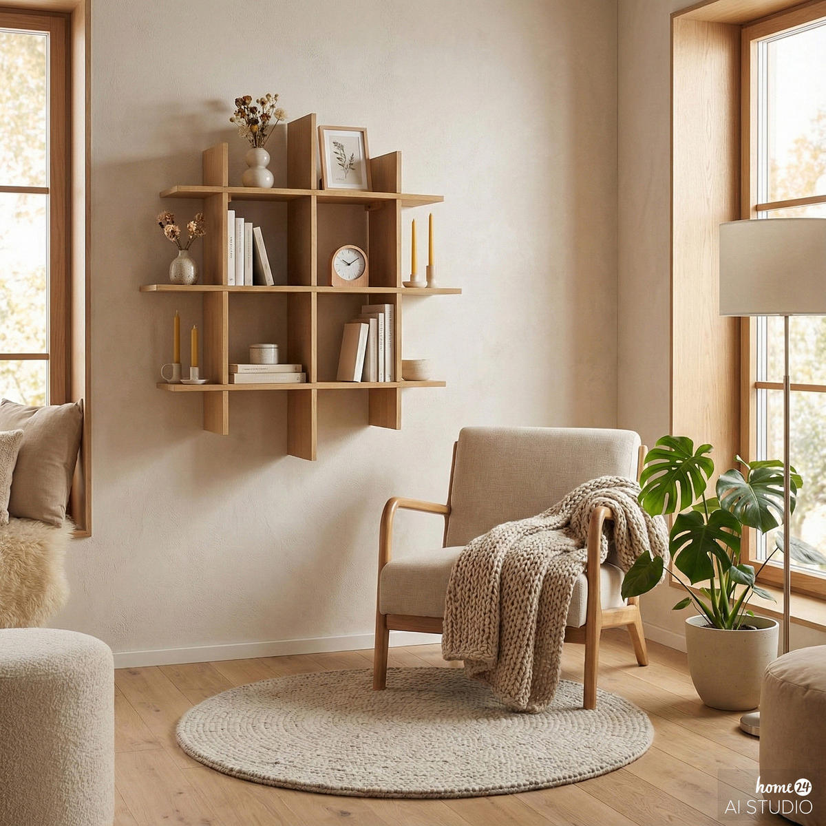 FURNIERTES TASSENREGAL - Tanne - Braun, Holzwerkstoff (73/73/20cm) - home24
