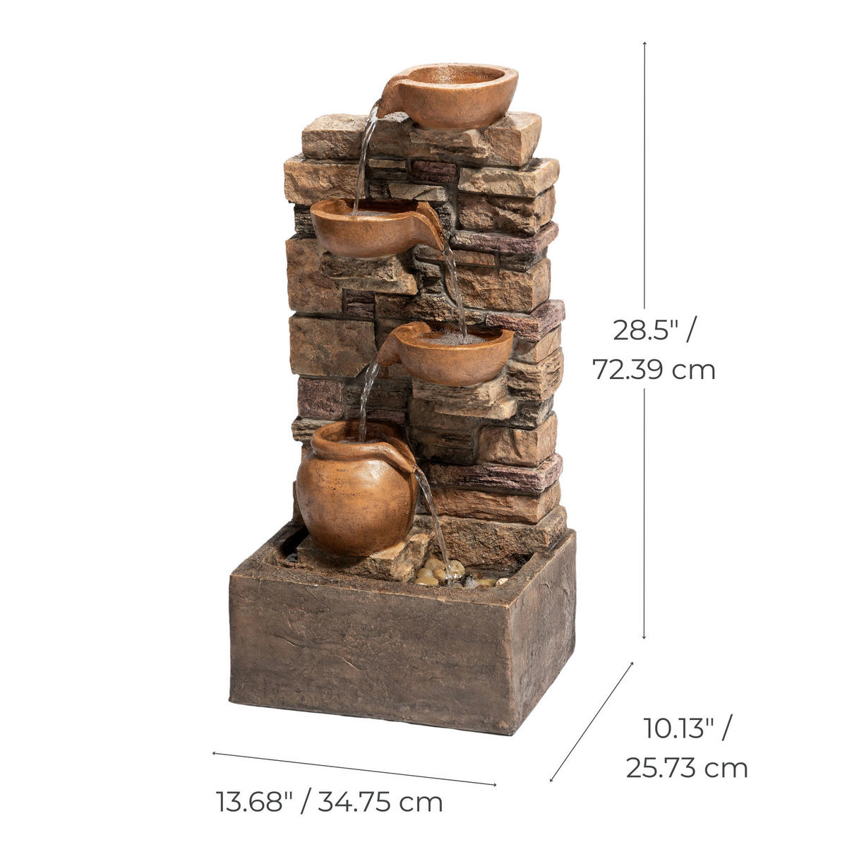 GARTENBRUNNEN 72 cm - Braun, Kunststoff (25.73/34.75/72.39cm) - Teamson Home