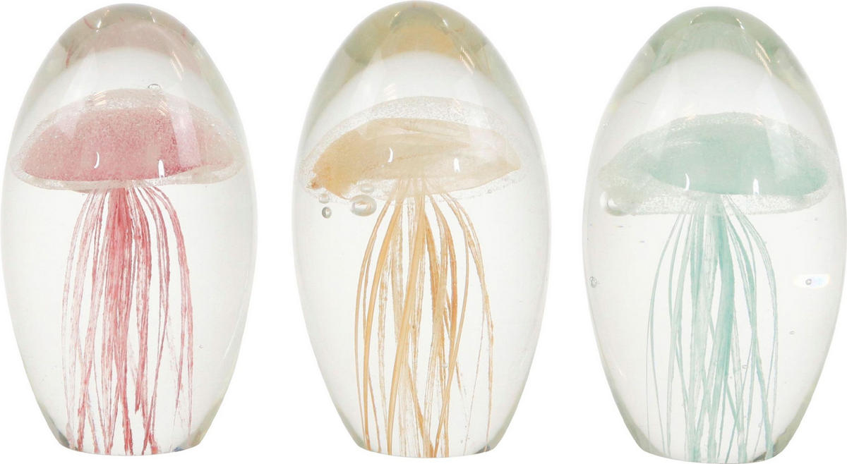 BRIEFBESCHWERER Medusa 3er-Set rosa mint orange - Multicolor, Glas (3.5/8/3.5cm) - FURNARO