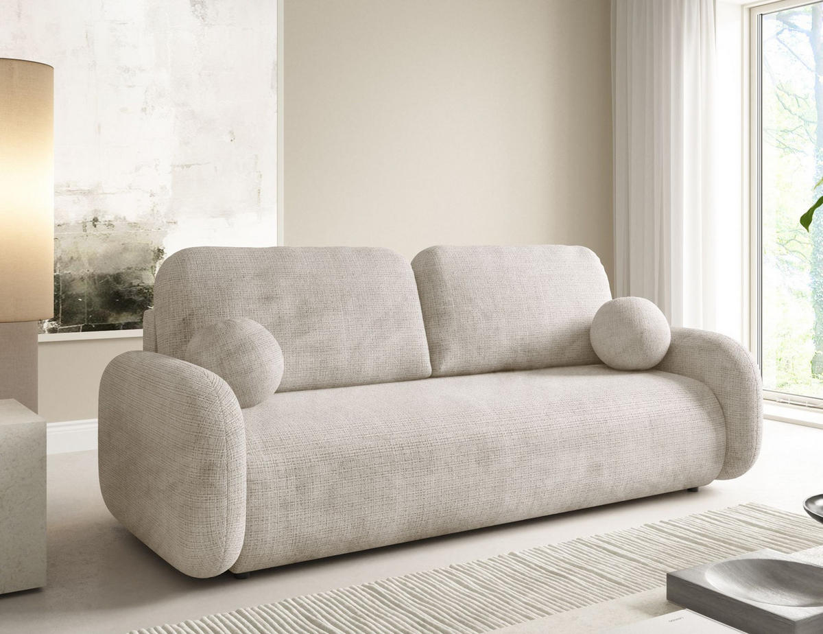 SOFA Beige LEON Mit Schlaffunktion Cremona 14 - Beige, Textil (220/90/92cm) - Sepro Meble