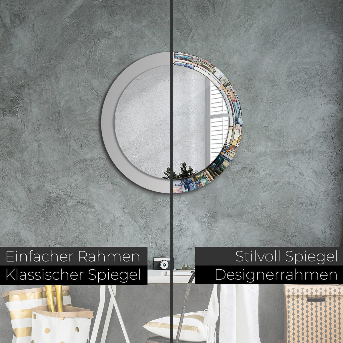 SPIEGEL Ø70 cm Rund mit Aufdruck - Türkis, Glas (70/70/0.4cm) - TULUP