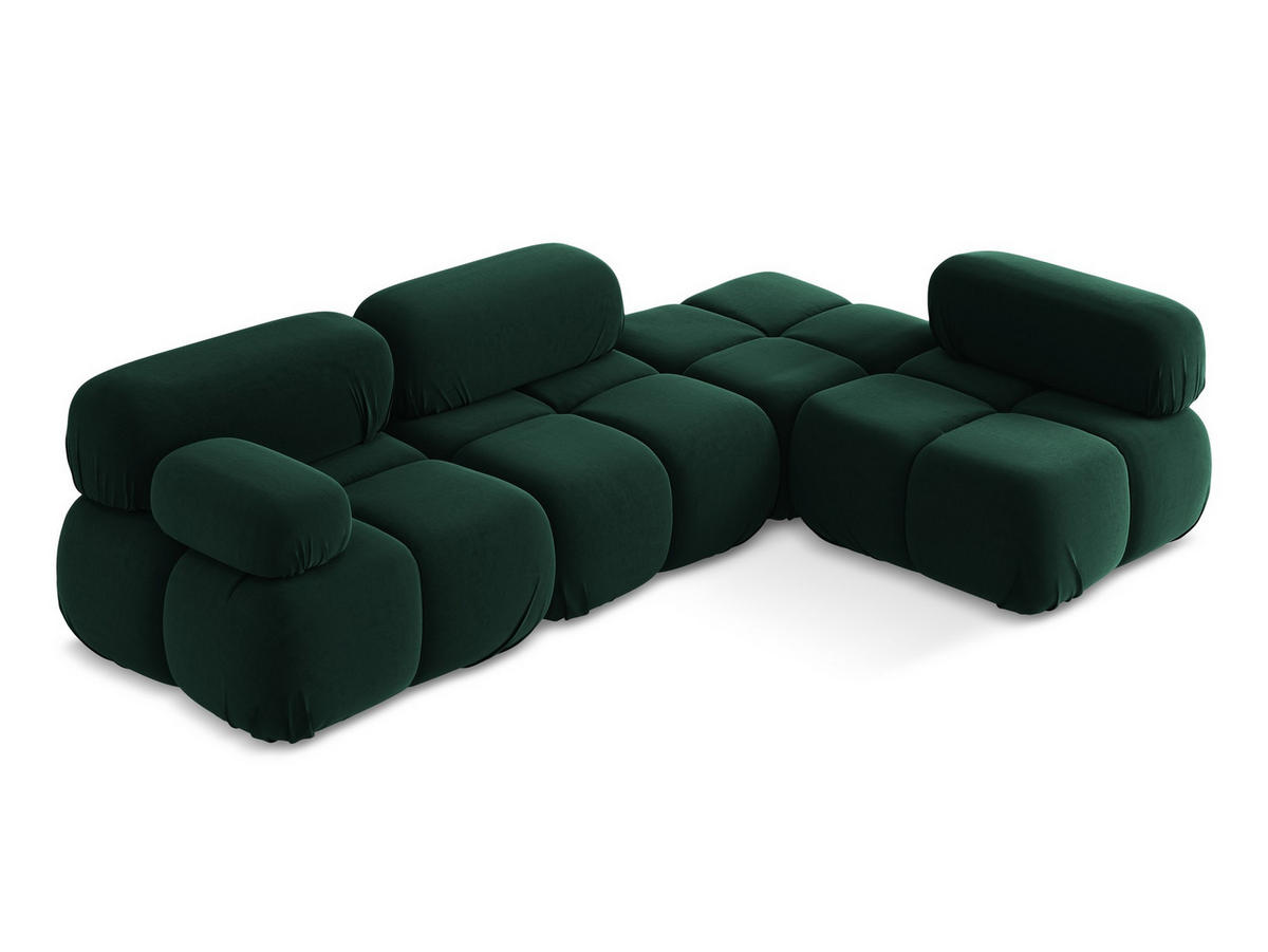 ECKSOFA Rechts Samt Stoff Grün - Blau/Dunkelgrün, Kunststoff/Textil (285/190cm) - Makamii