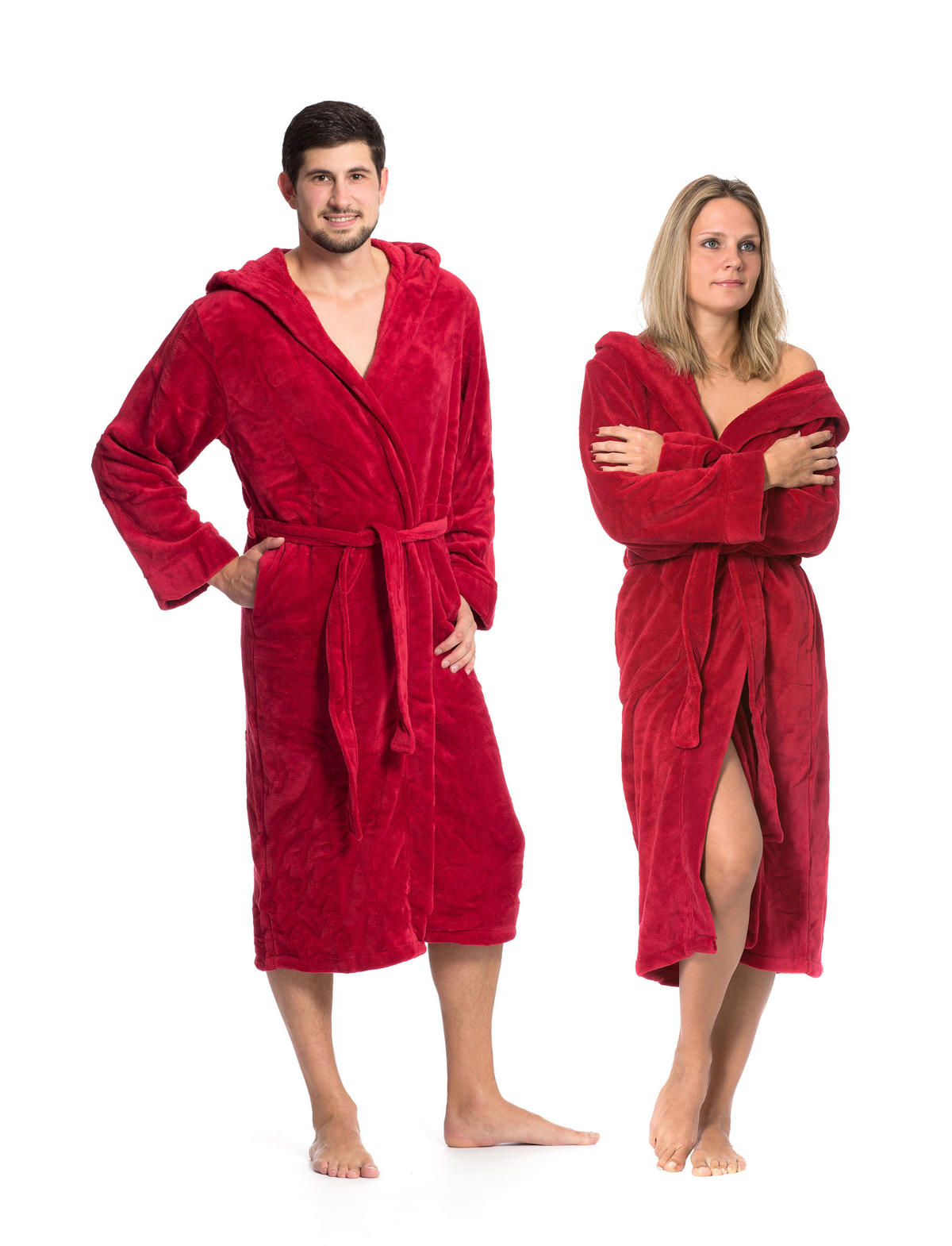 BADEMANTEL, XXL, 100% Polyester, Rot - Weinrot, Textil (XXLnull) - Zollner