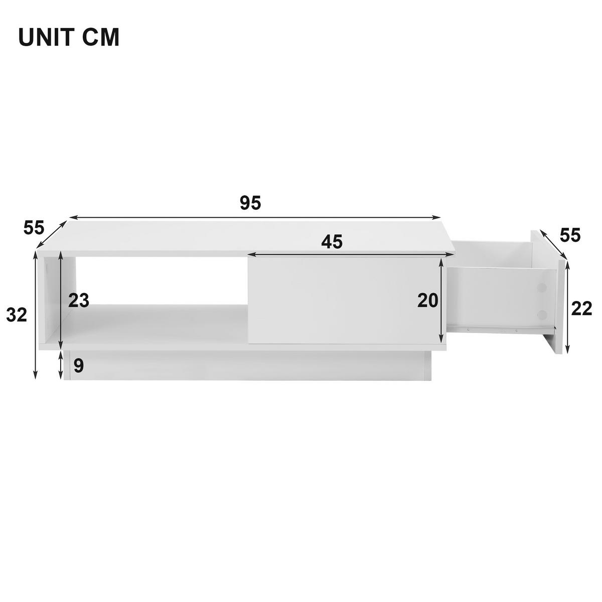 COUCHTISCH Weiß 95/55/32 cm - Weiß, Holzwerkstoff (95/55/32cm) - Urban Meuble