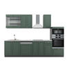 KÜCHENZEILE Fame-Line Grün-Gold Landhaus/Anthrazit 300 cm AP Marmor - Anthrazit/Grün, Holzwerkstoff (300/81.6/60cm) - Vicco