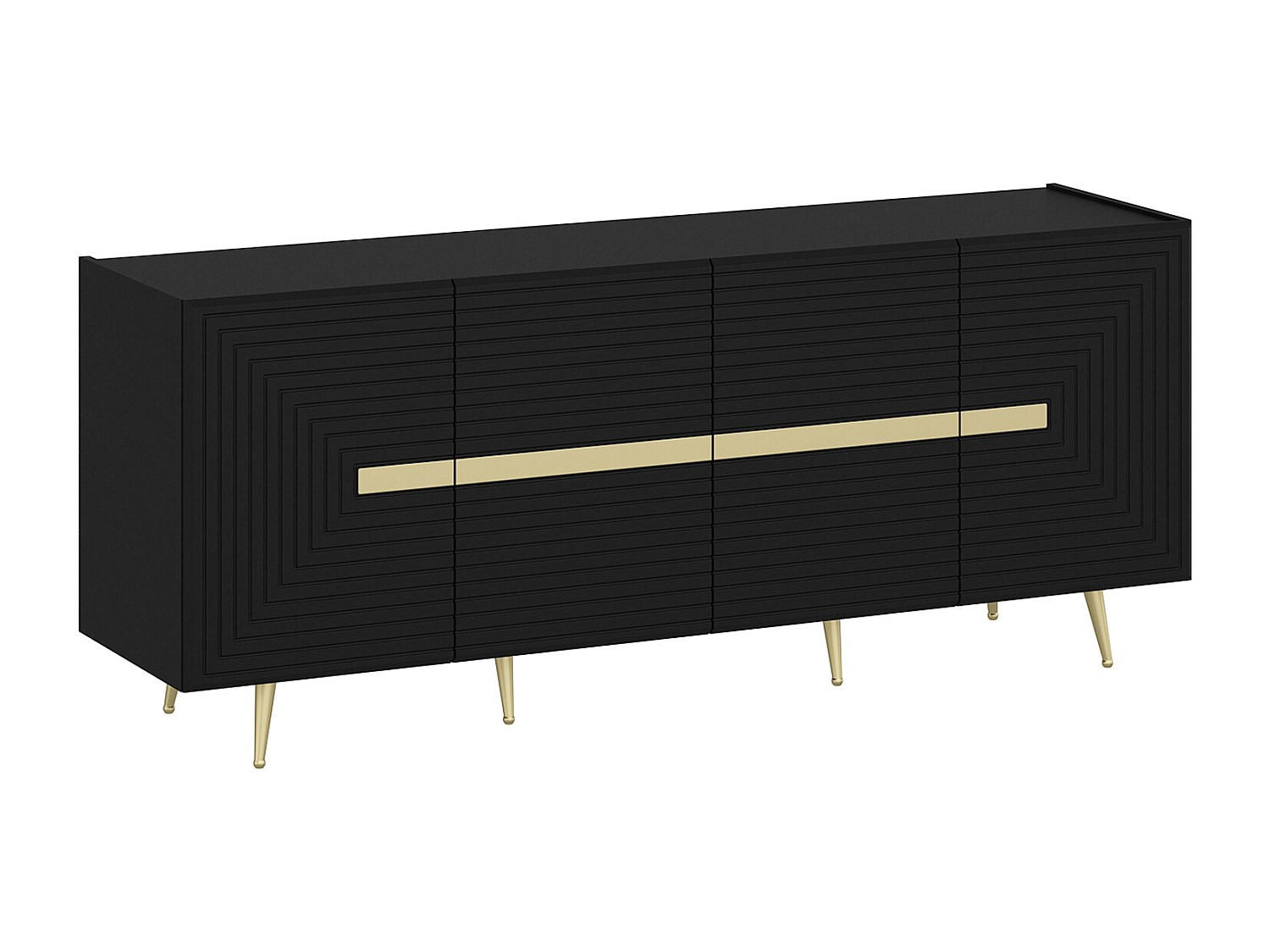 SIDEBOARD mit 4 Türen - MDF - Schwarz & Goldfarben - MOLYA - Schwarz, Holz (180/75/47cm) - Vente-Unique