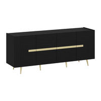 SIDEBOARD mit 4 Türen - MDF - Schwarz & Goldfarben - MOLYA - Schwarz, Holz (180/75/47cm) - Vente-Unique