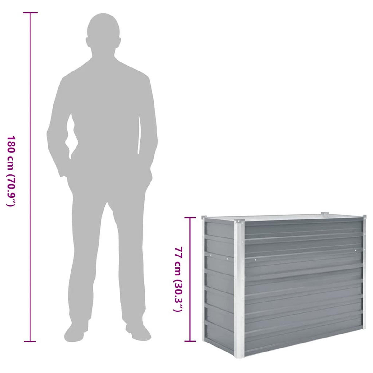 GARTEN-HOCHBEET Verzinkter Stahl 100/40/77 Cm Grau - Grau, Metall (40/77/100cm) - vidaXL