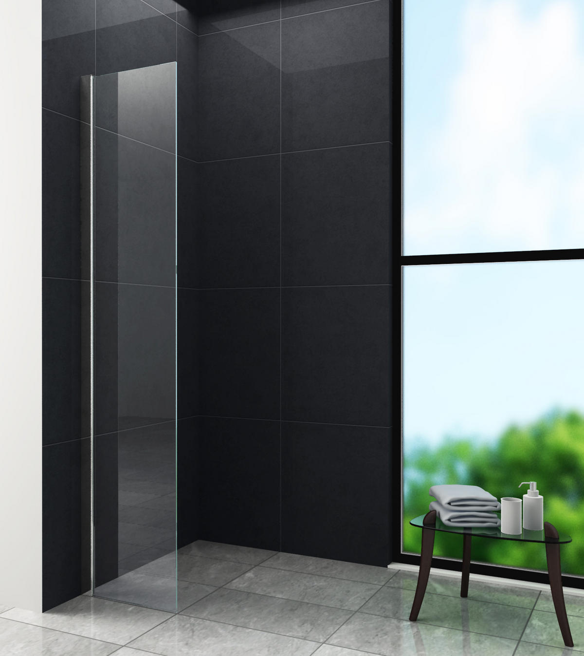 DUSCHWAND AQUOS-MINI Klar 40 x 200 cm 10 mm ESG - Klar, Glas (40/200cm) - Glasdeals
