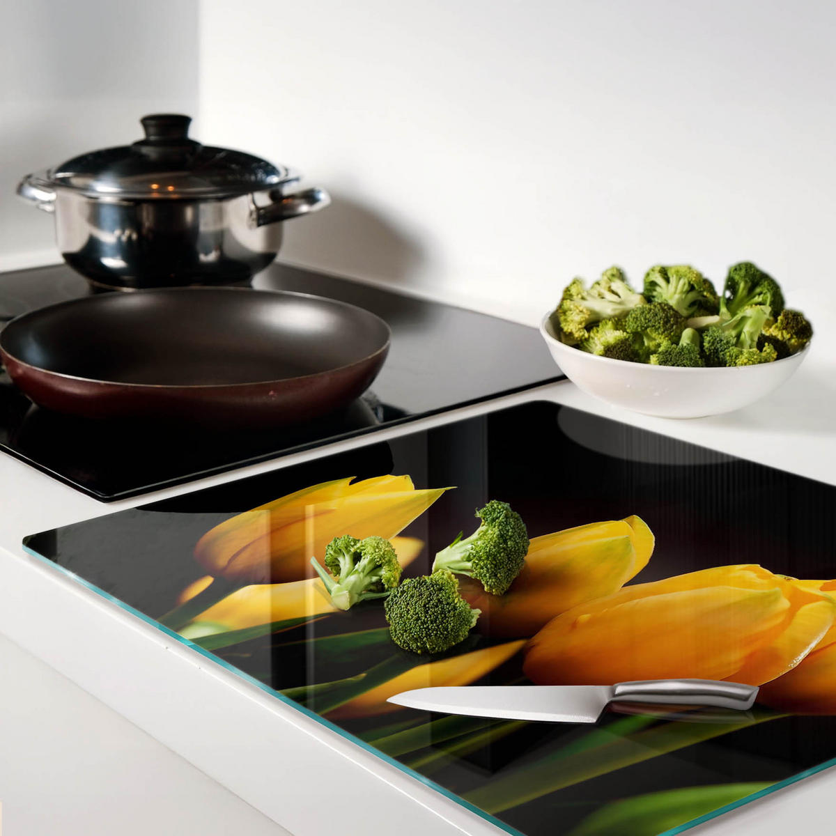 GLASPLATTE 60x52 cm Gelbe Tulpen - Gelb, Glas (60/0.4/52cm) - TULUP