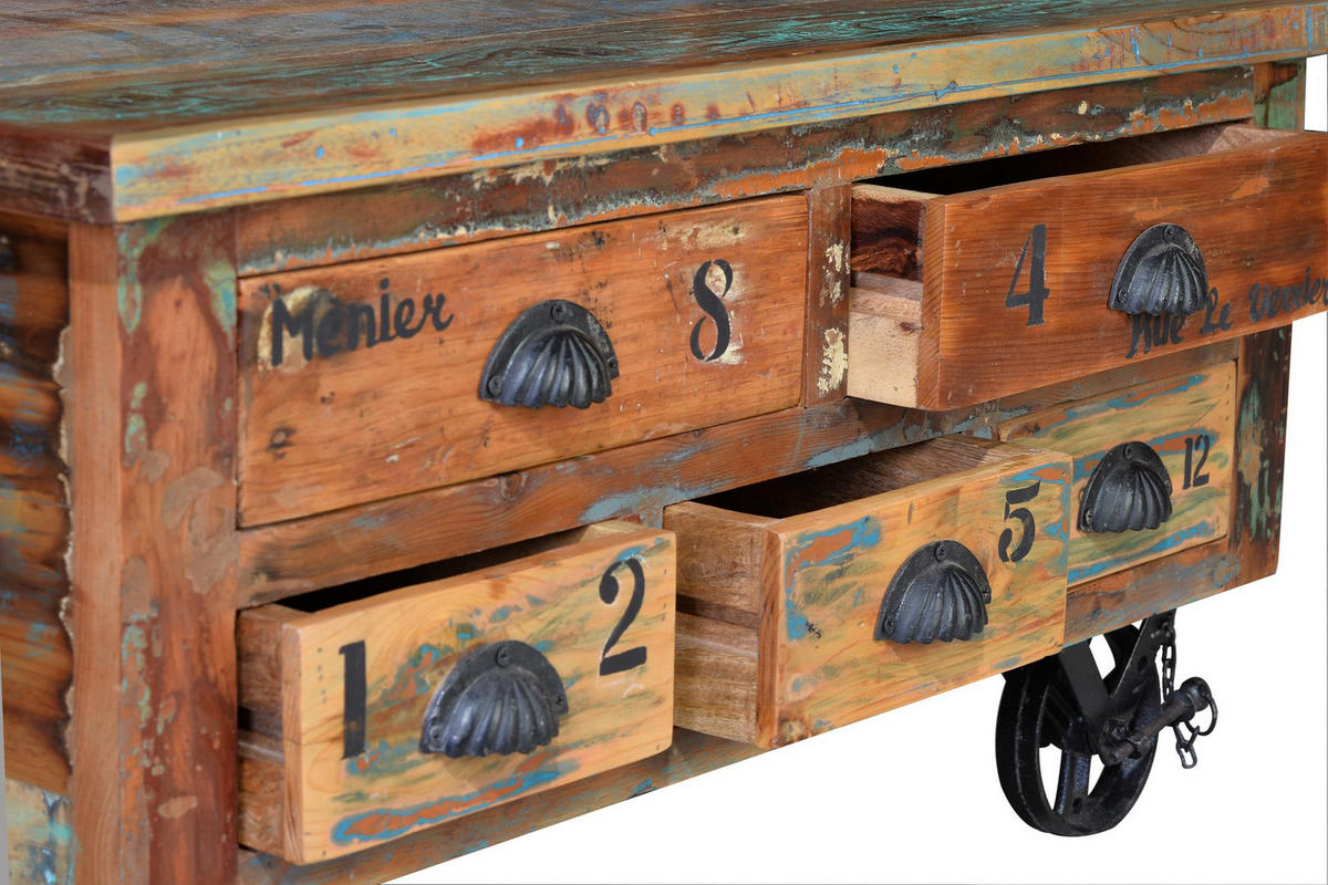 COUCHTISCH aus recyceltem Holz - Chromfarben, Holz (90/90/40cm) - Giner y Colomer