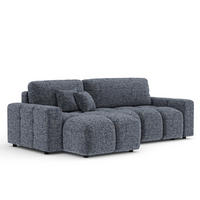 ECKSOFA MIT SCHLAFFUNKTION Ucci Marineblau Webstoff - Schwarz/Dunkelblau, Holz/Holzwerkstoff (233/142cm) - Maison de Reve