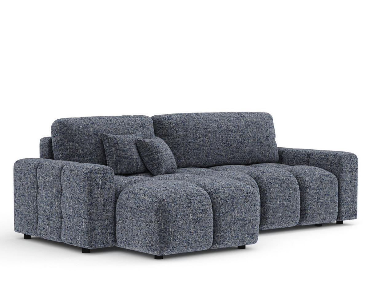 ECKSOFA MIT SCHLAFFUNKTION Ucci Marineblau Webstoff - Schwarz/Dunkelblau, Holz/Holzwerkstoff (233/142cm) - Maison de Reve