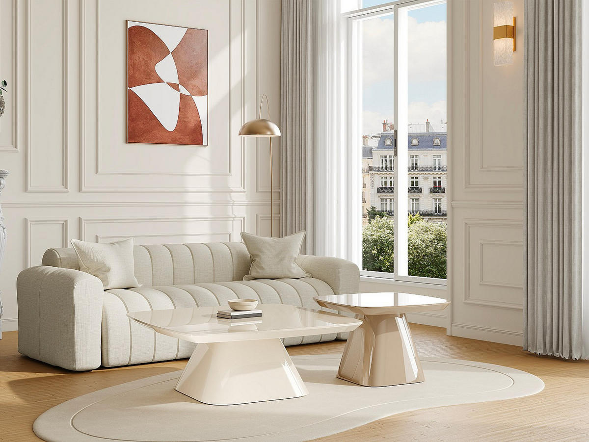 COUCHTISCH - 90 cm x 90 cm - holz - cremefarben Nataza - Creme, Holz (90/90/39cm) - Vente-Unique