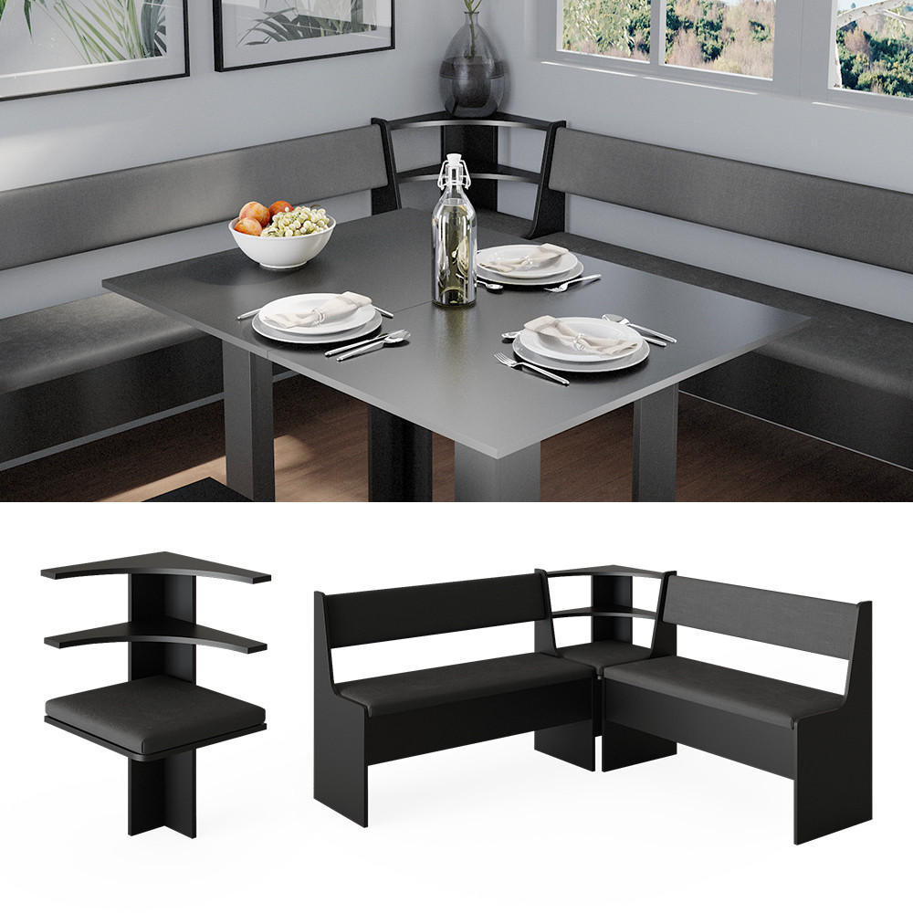 ESSZIMMER-ECKBANK Roman Schwarz 43.5 x 43.5 cm - Schwarz, Holzwerkstoff (43.5/43.5cm) - Vicco