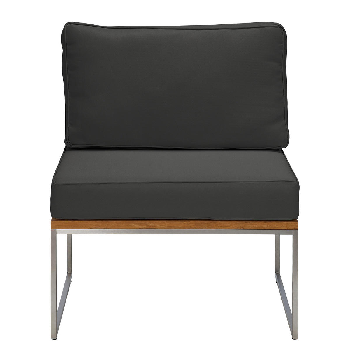 LOUNGESESSEL - Webstoff / Teak massiv - Anthrazit, Holz/Textil (70/74/70cm) - home24