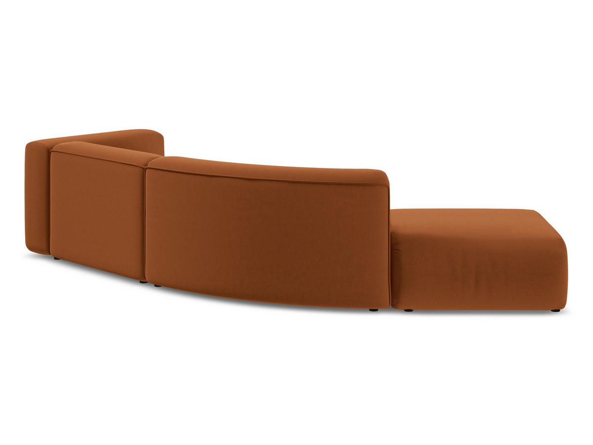 4-SITZER-SOFA Samt Stoff Orange - Terra cotta/Schwarz, Kunststoff/Textil (335/70/166cm) - Makamii