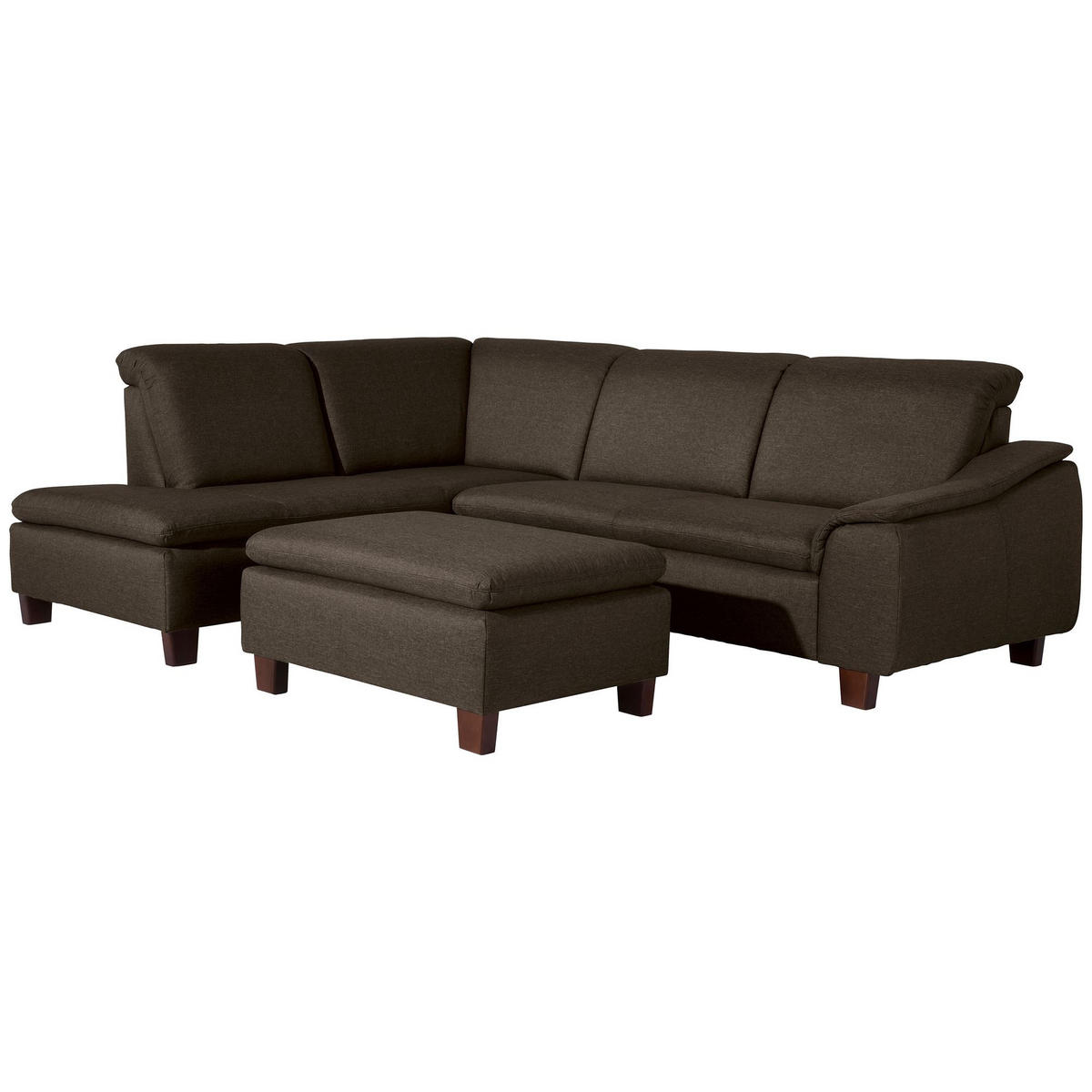 ECKSOFA mit Ottomane links Kaylil Flachgewebe braun - Braun, Kunststoff (187/247cm) - 58aufmkessel