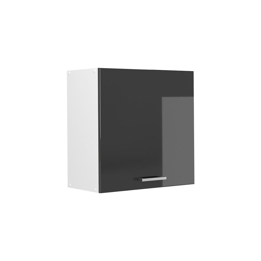 HÄNGESCHRANK R-Line, Anthrazit Hochglanz, 60 cm mit 1 Tür - Schwarz Hochglanz/Weiß, Holzwerkstoff (60/60/31cm) - Vicco