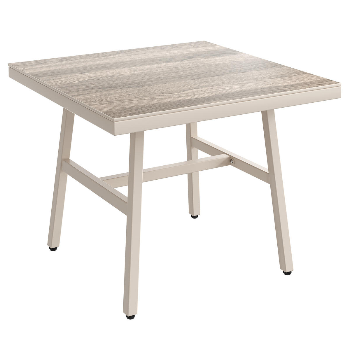 GARTENSETS aus Stahl 118x61x80cm Beige mit Glastisch & 8 cm Polstern - Beige, Metall - Modfu