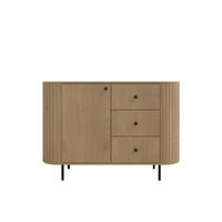 KOMMODE Olivia 123cm, mit 1 Tür, 3 Schubladen und geriffeltem Design, eiche sonoma - Sonoma Eiche, Metall (43/85/123cm) - Margaret Hadas24