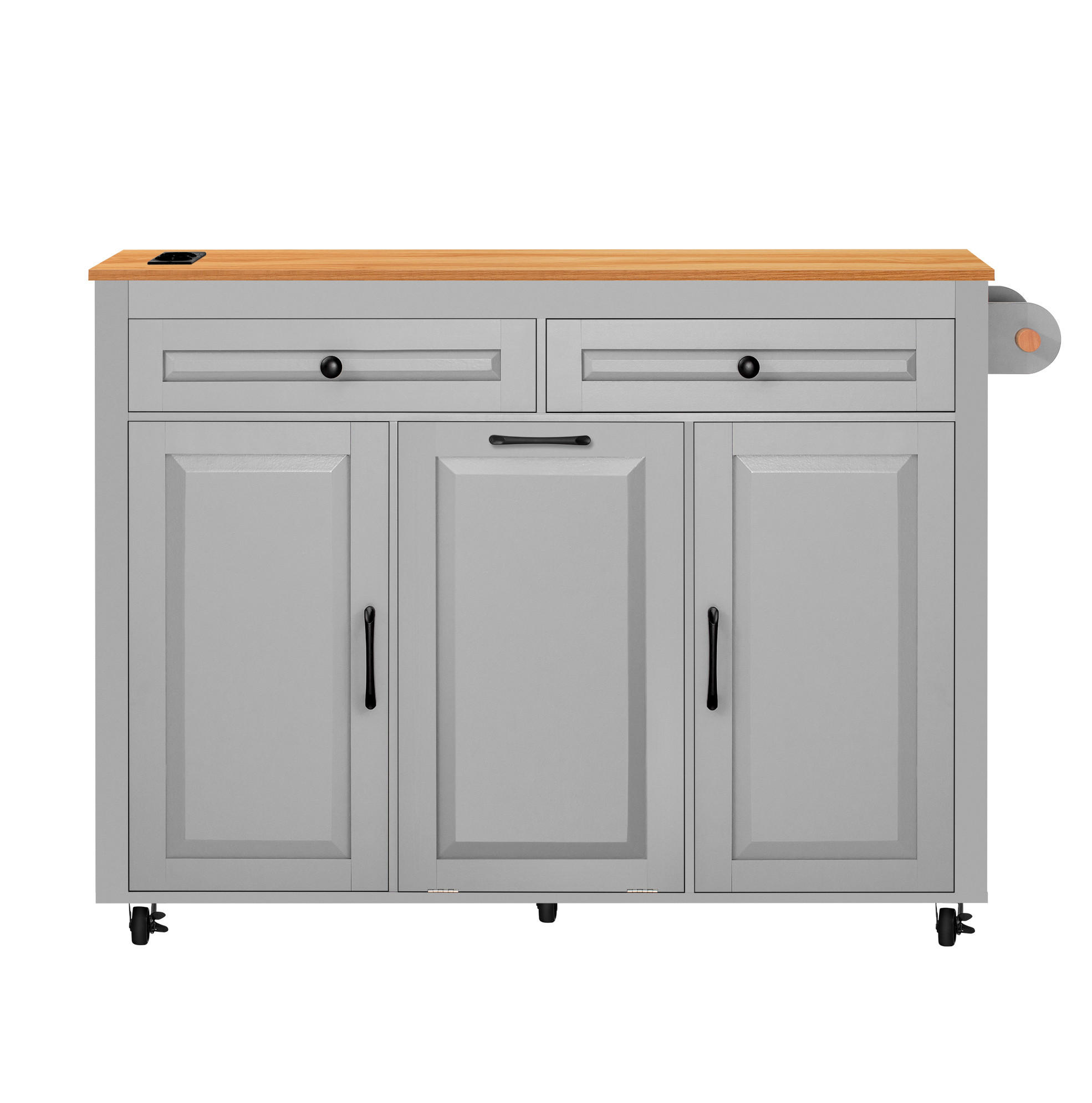 KÜCHENINSEL 120/40-75/92 cm aus MDF mit ausziehbarer Arbeitsplatte und Rollen Grau - Grau, Holzwerkstoff (120/92/75cm) - Modenvie