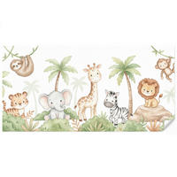 KINDERTAPETE - Tiere - Dschungel - Pastell - 450x220 cm - Weiß, Papier (450/220cm) - OnlyWow