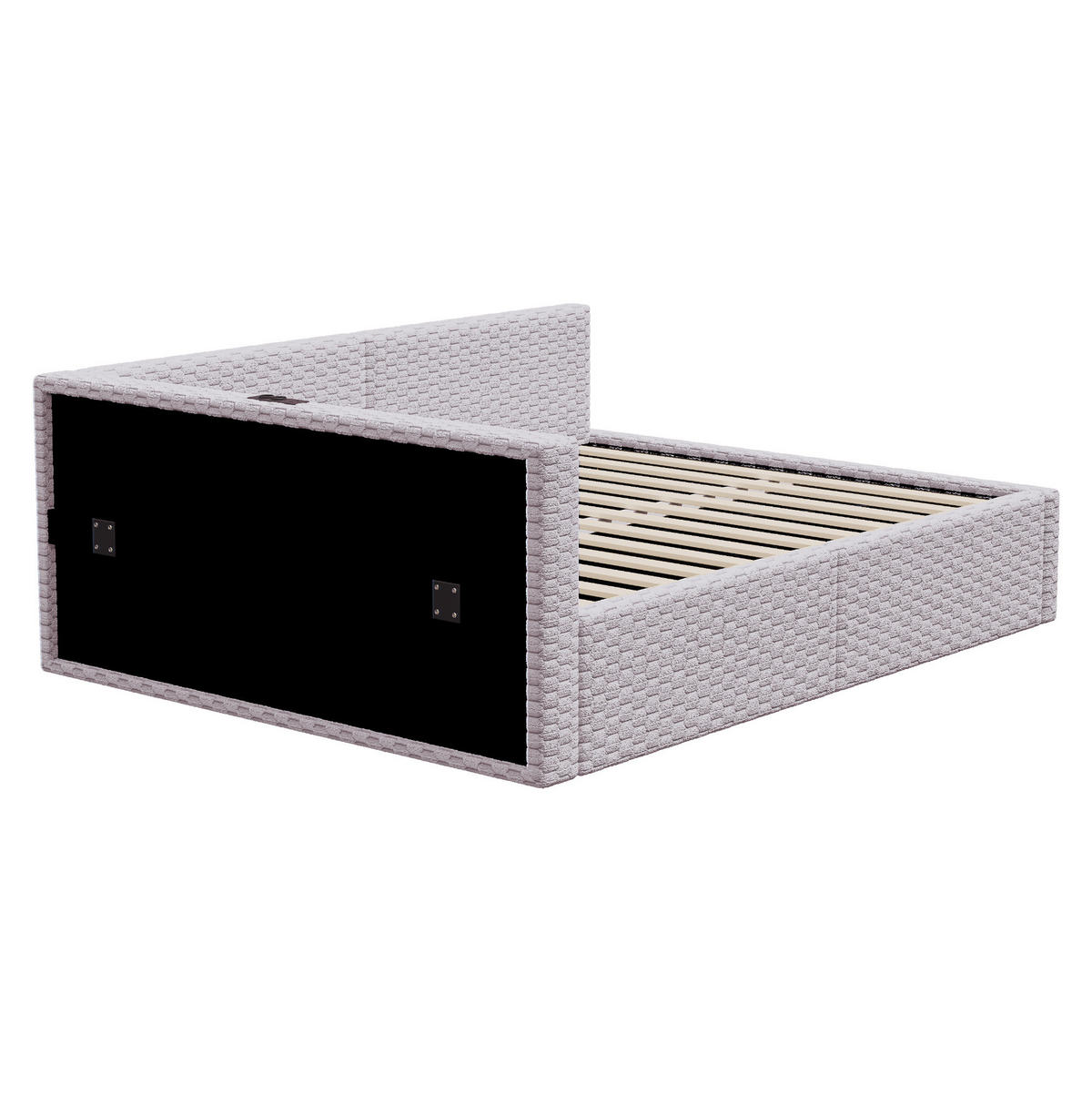 POLSTERBETT mit Bettkasten 140x200 cm Samt Grau mit LED und USB - Grau, Metall (140/200cm) - Meubliv