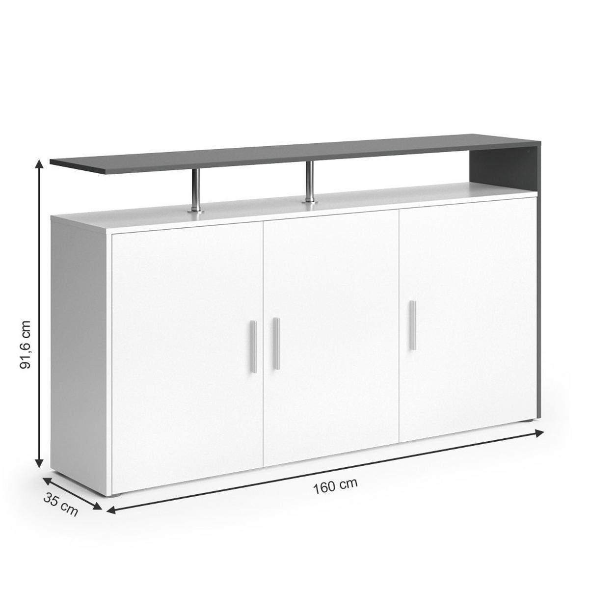 KOMMODE Amato Weiß/Anthrazit 160 x 91.6 cm - Weiß, Holzwerkstoff (35/91.6/160cm) - Vicco