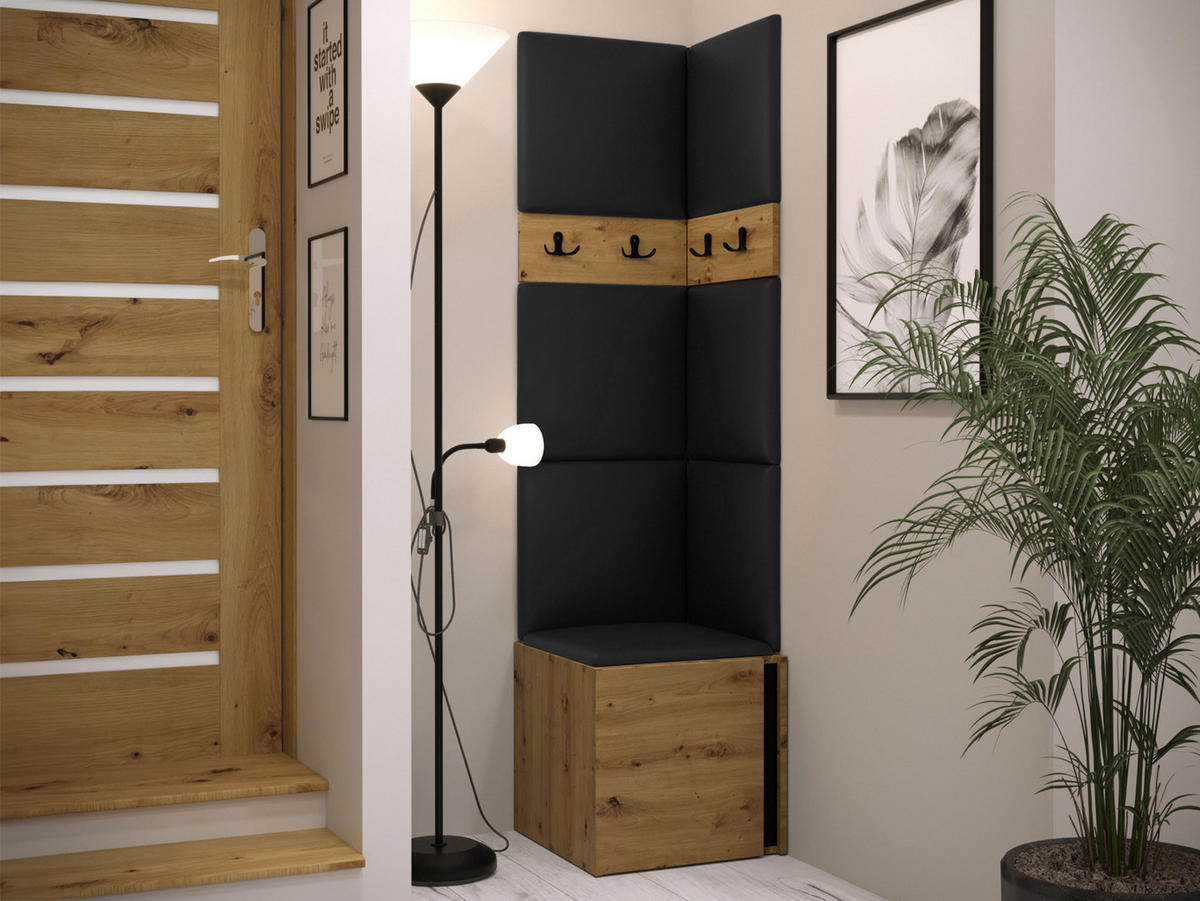 GARDEROBEN-SET Orion XXI - Schwarz/Eiche Artisan, Holzwerkstoff/Kunststoff (42/186/46cm) - MIRJAN24