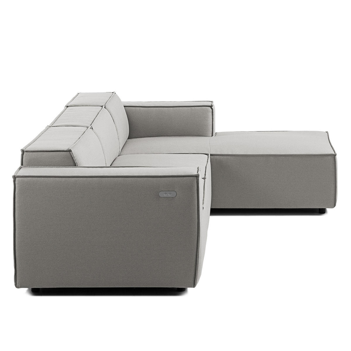 ECKSOFA mit Longchair - Graubraun/Schwarz, Kunststoff/Textil (294/177cm) - home24