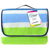 PICKNICKDECKE XXL 200x200 ecoline 100% recyceltes Fleece Streifen blau grün - Blau/Grün, Textil (200/200cm) - wometo