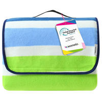 PICKNICKDECKE XXL 200x200 ecoline 100% recyceltes Fleece Streifen blau grün - Blau/Grün, Textil (200/200cm) - wometo
