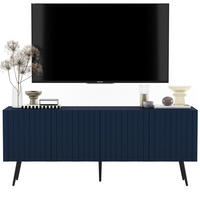 TV-SCHRANK Elpis Marineblau Matt mit Metallbeine Glamour 150 cm - Blau/Schwarz, Holzwerkstoff/Metall (150/60.5/36.5cm) - Meble Lindner